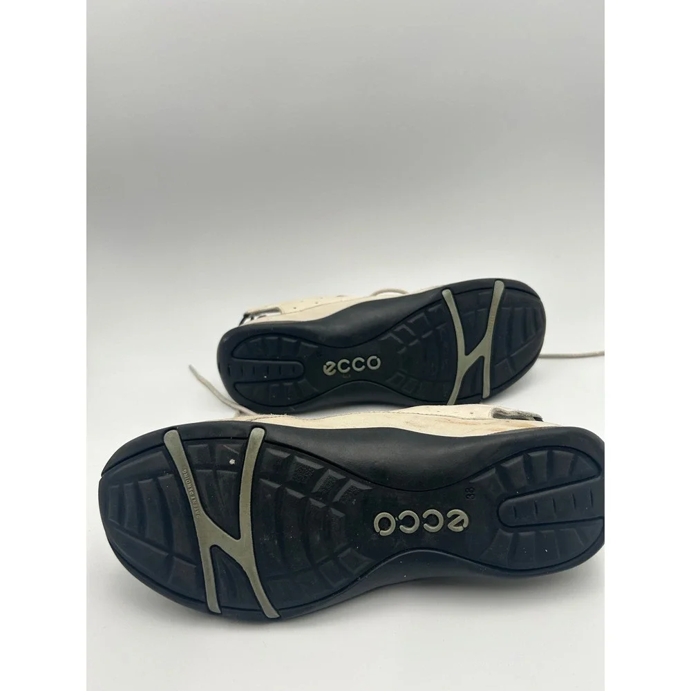 ECCO Receptor Womens Walking Shoes Size 38 US 7-7.5 Beige Leather Cutout Sneaker - Picture 5 of 7